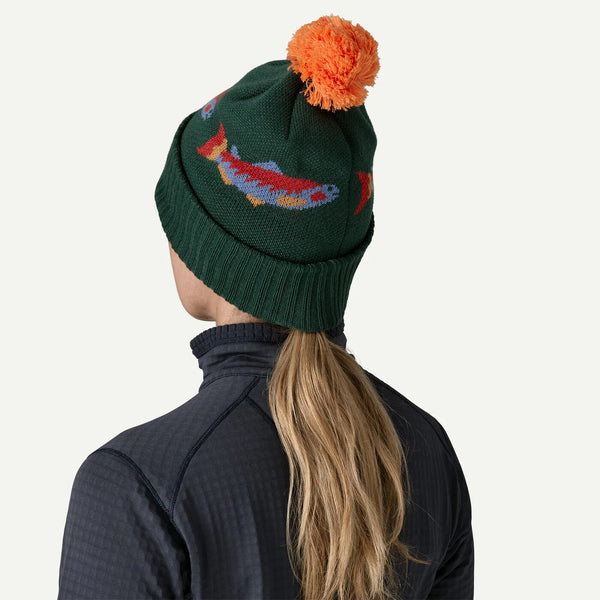 Men's Patagonia | Powder Town Beanie | Salmon Energy: Old Growth Green