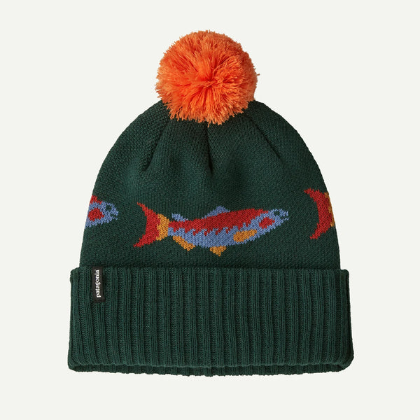 Men's Patagonia | Powder Town Beanie | Salmon Energy: Old Growth Green