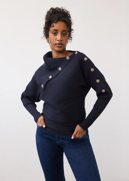 Women's French Dressing | Envelope Collar Sweater | Blueberry