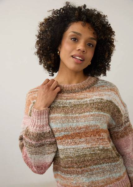 Women's French Dressing | Boat Neck Boucle Sweater | Natural Spacedye
