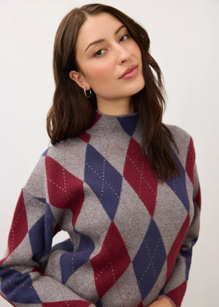 Women's French Dressing | Long Sleeve Mock Neck Sweater | Argyle