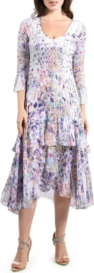 komarov tiered chiffon dress Komarov Square Neck Tiered Bottom Chiffon Sleeve Mother of the Bride Dress , Womens, M, Magenta