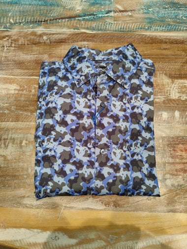 Men's Bugatchi | James Spread Collar OoohCotton Shirt | Baltic