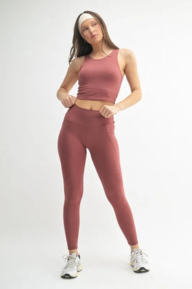Mono B | Venice Cloud Light Sculpt High Waist Leggings | Red Pear