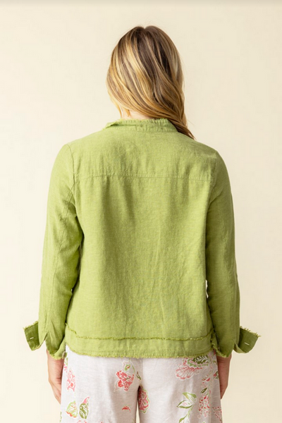 Women's Habitat | Linen Solid Summer Breeze Jacket | Leaf Green