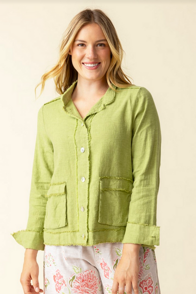Women's Habitat | Linen Solid Summer Breeze Jacket | Leaf Green