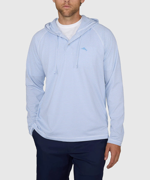 Men's Tommy Bahama | Costa Wave Starboard Stripe Hoodie | Cabo Blue