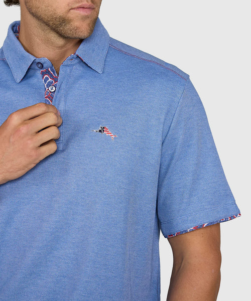 Men's Tommy Bahama | Tommy Bahama Geo Rio 5 o'clock Polo | Bright Cobalt