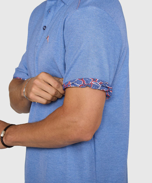 Men's Tommy Bahama | Tommy Bahama Geo Rio 5 o'clock Polo | Bright Cobalt