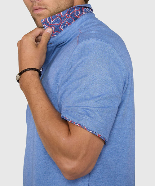 Men's Tommy Bahama | Tommy Bahama Geo Rio 5 o'clock Polo | Bright Cobalt