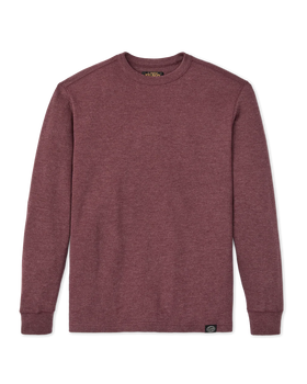 A heathered dusty rose long-sleeve crewneck sweatshirt by Patagonia, displayed flat against a solid white background.