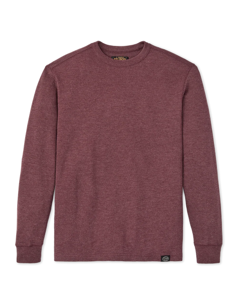 A heathered dusty rose long-sleeve crewneck sweatshirt by Patagonia, displayed flat against a solid white background.