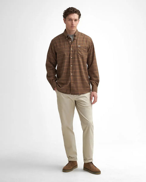 Men's Barbour | Henderson Thermo Weave Long-Sleeved Shirt | Stone