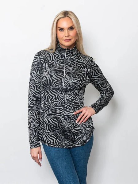 Women's Snoskins | Jacquard Zip Neck | Zebra