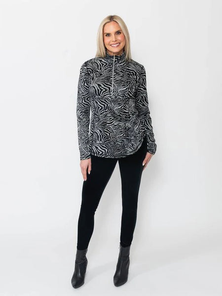 Women's Snoskins | Jacquard Zip Neck | Zebra