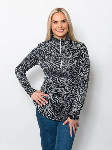 Women's Snoskins | Jacquard Zip Neck | Zebra
