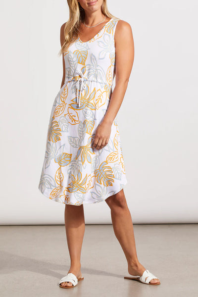 Women's Tribal | V-Neck Knit Dress with Drawcord | Bright Gold