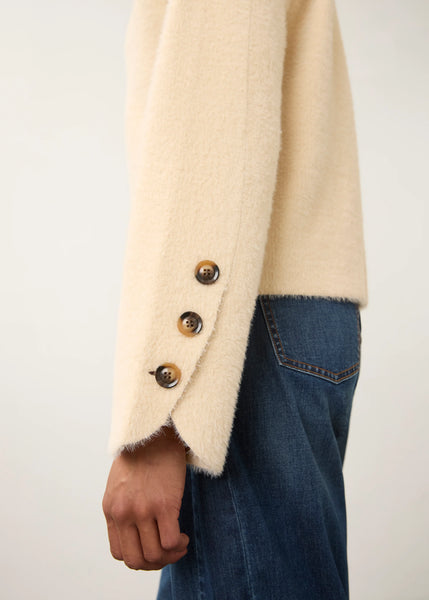 Women's French Dressing | Collarless Knit Jacket | Creme