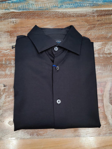 Men's Bugatchi | James Spread Collar OoohCotton Shirt | Black