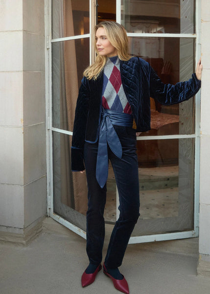Women's French Dressing | Reversible Quilted Jacket | Blueberry / Brass