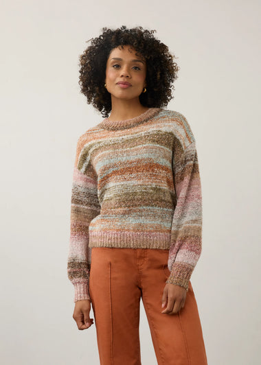 Women's French Dressing | Boat Neck Boucle Sweater | Natural Spacedye