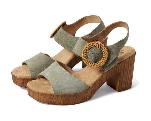 Women's Spring Step | Gamona Buckle Shoe | Olive Suede
