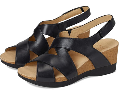 Women's Dansko | Shyla Burnished Nappa Wedge Sandal | Black
