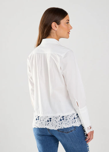Women's French Dressing | Lace Trim Blouse | White