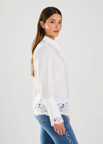 Women's French Dressing | Lace Trim Blouse | White