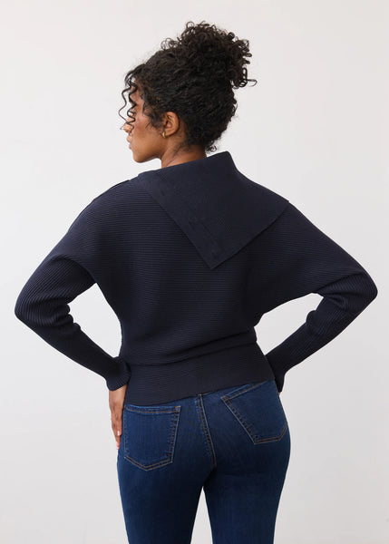 Women's French Dressing | Envelope Collar Sweater | Blueberry
