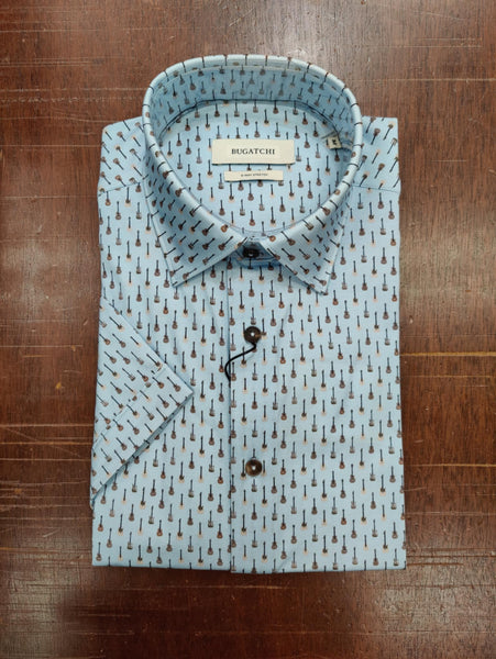Men's Bugatchi | Woven Sportshirt | Air Blue