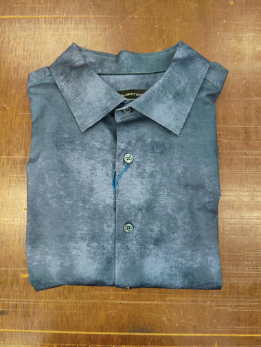 Men's Bugatchi | James Spread Collar OoohCotton Shirt | Navy