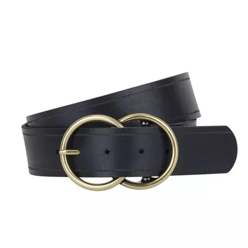 Women's Most Wanted | Double Circle Buckle Belt | Black