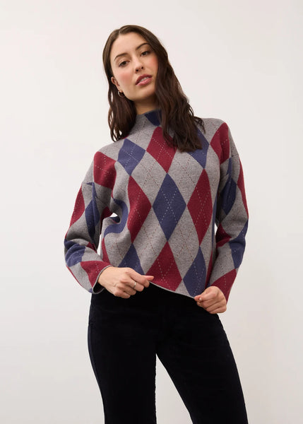 Women's French Dressing | Long Sleeve Mock Neck Sweater | Argyle