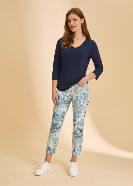 Women's French Dressing | 3/4 Sleeve V-Neck Top | Navy