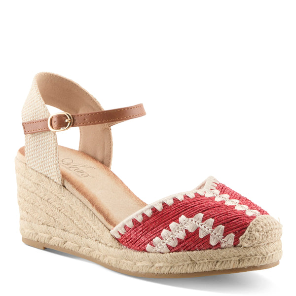 Women's Spring Step | Adrina Espadrille Wedge Sandal by Azura | Red Multi