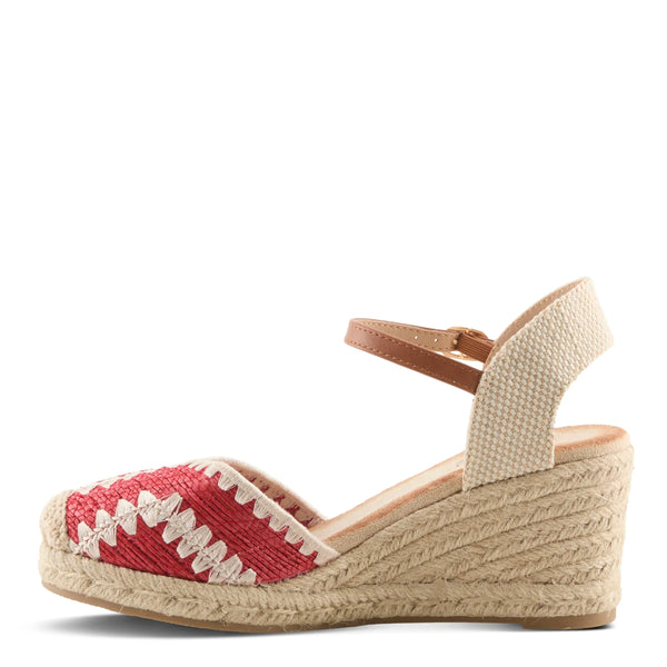 Women's Spring Step | Adrina Espadrille Wedge Sandal by Azura | Red Multi