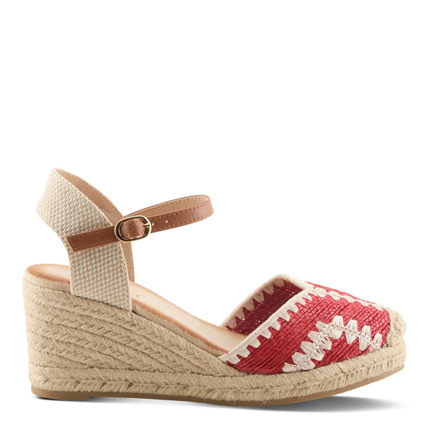 Women's Spring Step | Adrina Espadrille Wedge Sandal by Azura | Red Multi