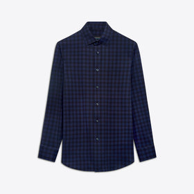 Men's Bugatchi | JAMES Plaid Check OoohCotton® Shirt | Night Blue