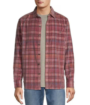 Men's Tommy Bahama | Coastline Cord Stretch Harbor Check Sportshirt | Aged Claret