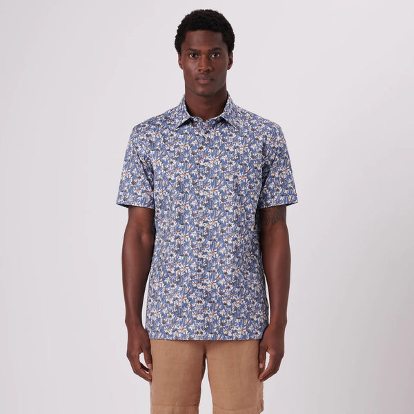 Men's Bugatchi | Milo Palm Trees OoohCotton® | Air Blue