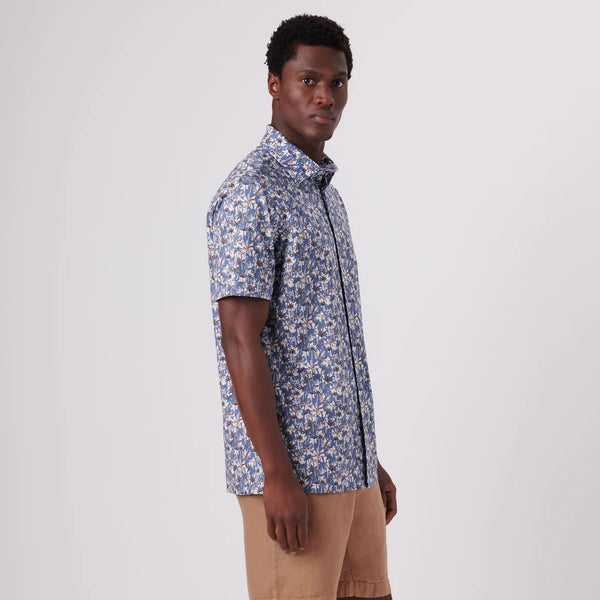 Men's Bugatchi | Milo Palm Trees OoohCotton® | Air Blue BF9428F41