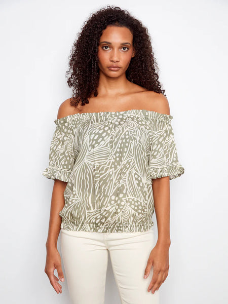 Women's Charlie B | Printed Short Sleeve Off Shoulder Blouse | Prism