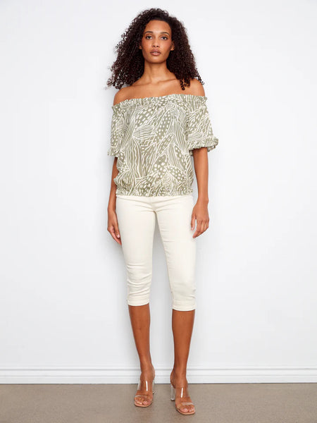 Women's Charlie B | Printed Short Sleeve Off Shoulder Blouse | Prism
