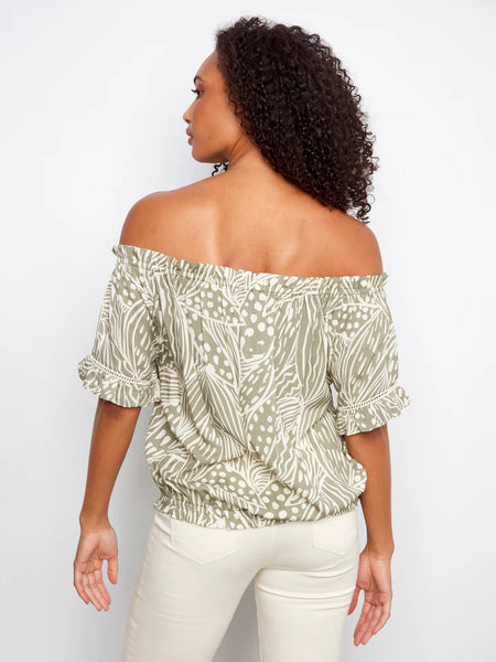 Women's Charlie B | Printed Short Sleeve Off Shoulder Blouse | Prism
