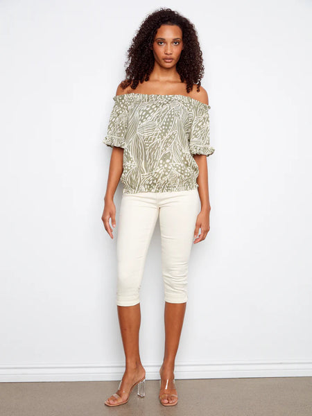 Women's Charlie B | Printed Short Sleeve Off Shoulder Blouse | Prism