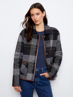 Women's Charlie B | Reversible Plaid Jacket | Marine Navy
