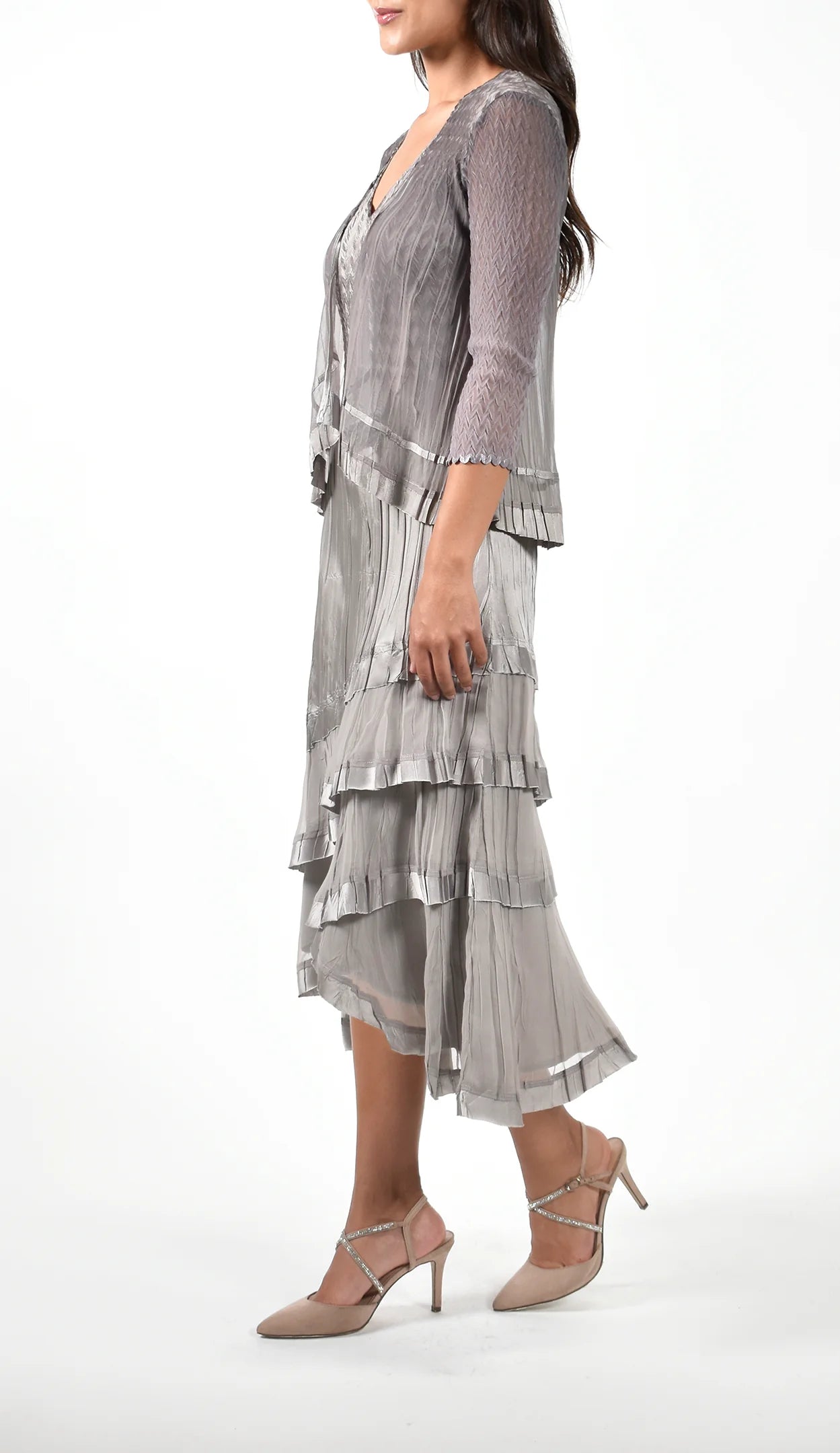 komarov charmeuse a line dress & jacket Komarov Charmeuse & Chiffon A-Line Dress With Jacket - Ocean Blue Ombre