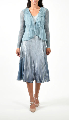 Women's Komarov | Chiffon Ruffle Jacket Dress Set | Ocean Blue Ombre