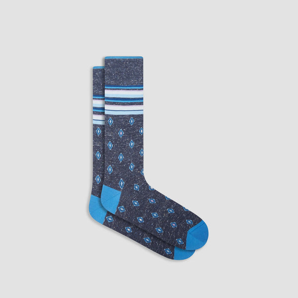 Men's Bugatchi | Geometric Mid-Calf Socks | Night Blue